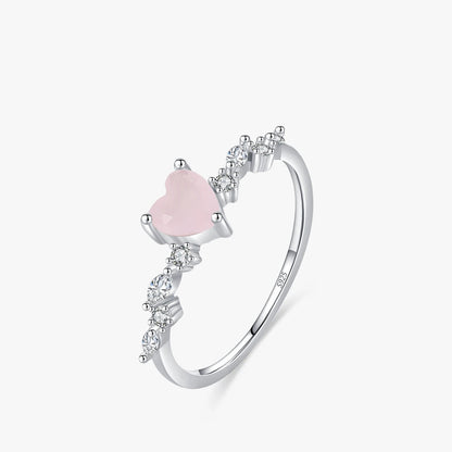 Elegant Pink Crystal Heart Ring