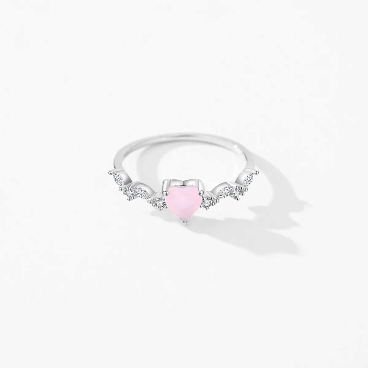 Elegant Pink Crystal Heart Ring