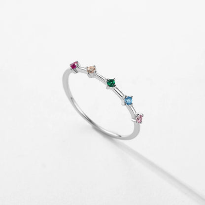 Rainbow Diamond Slim Ring