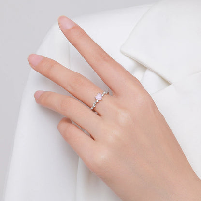 Elegant Pink Crystal Heart Ring